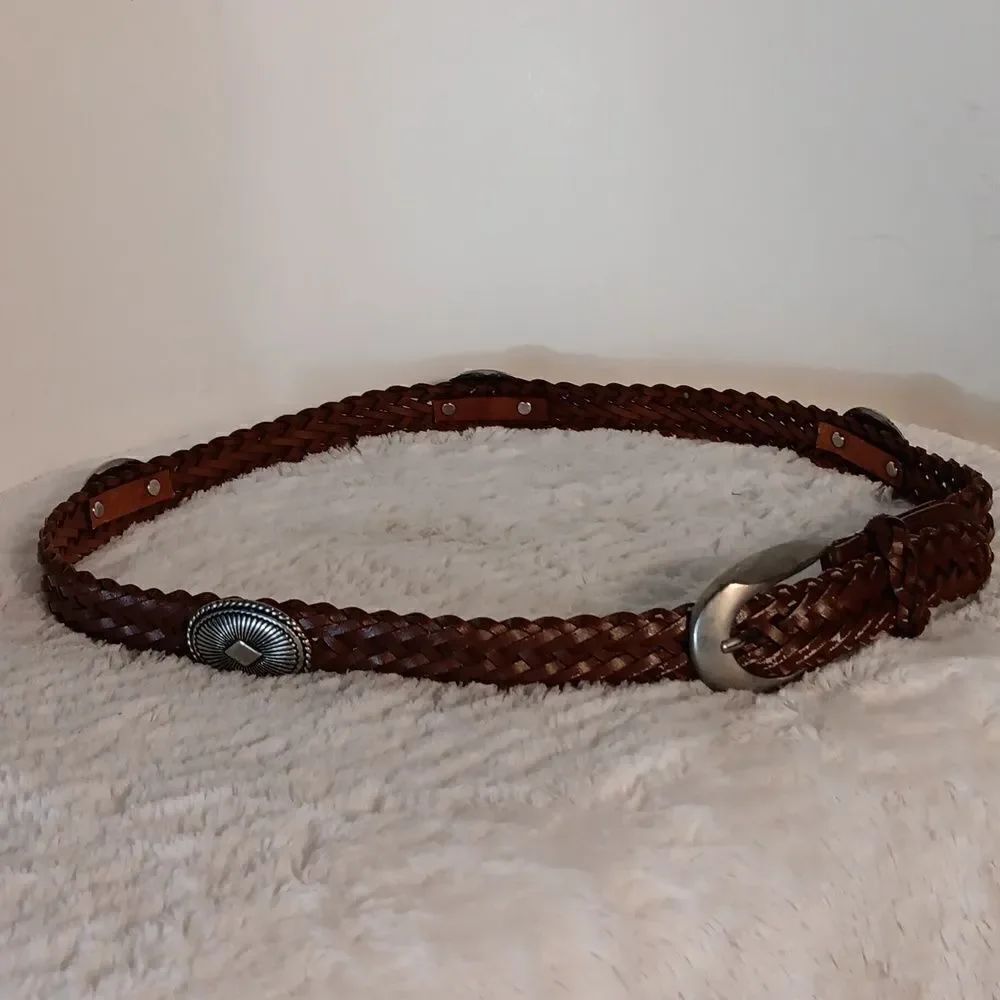 Braided Leather w/ silvertone Concho Women's Belt
